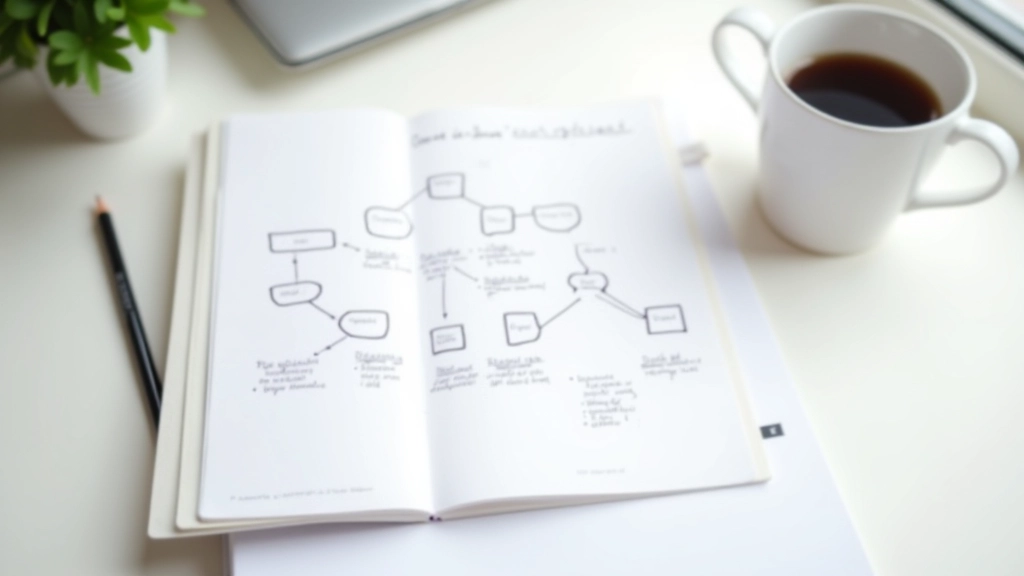 Structured decision framework diagram on paper with decision tree and options